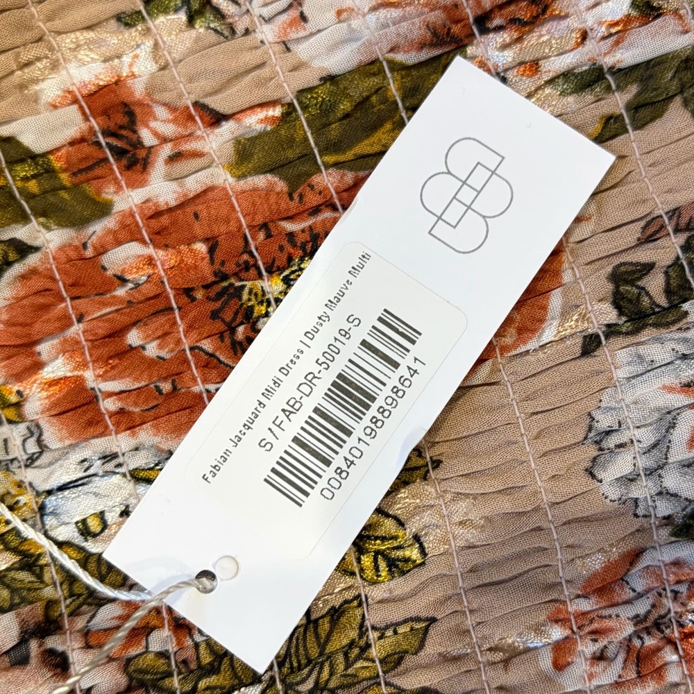NWT Baltic Born SzSm taupe/peach/gold/floral tiered dress - Picture 8 of 15